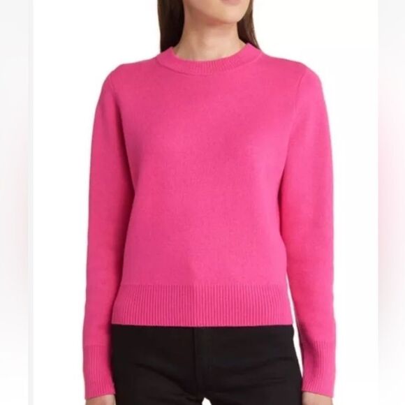 NORDSTROM Signature Cashmere Sweater Crewneck Pink Rouge Size S MSRP $249 - Picture 1 of 3